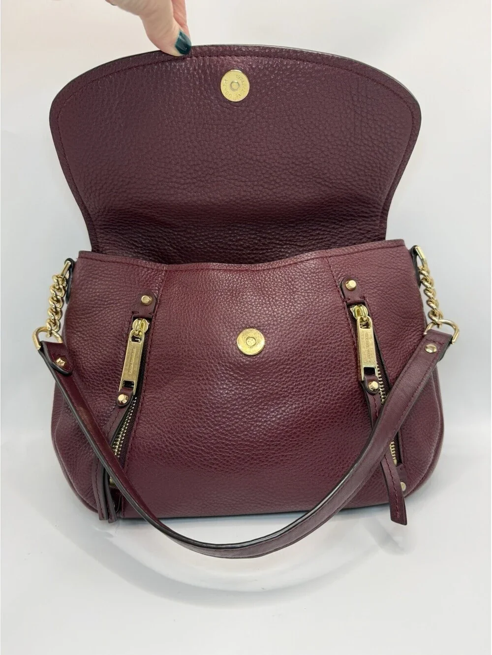 Michael Kors Burgundy Messenger Leather Shoulder Bag